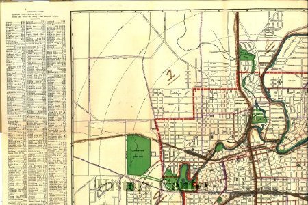 Fort Wayne Street Map from 1919 with Interurban Lines, 1st Quadrant