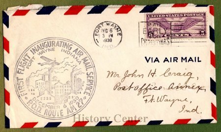 Fort Wayne Inaugural  Air Mail Service Envelope