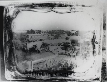 Daguerreotype of the first balloon ascension in Fort Wayne, 1859