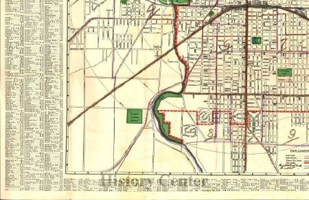 Fort Wayne Street Map from 1919 with Interurban Lines, 3rd Quadrant