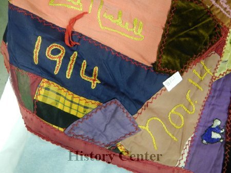 Crazy Friendship Quilt, 1914-1917, embroidery detail