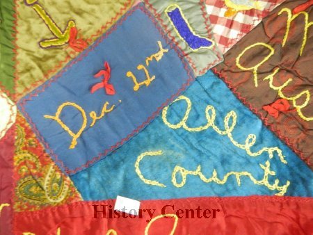 Crazy Friendship Quilt, 1914-1917, embroidery detail