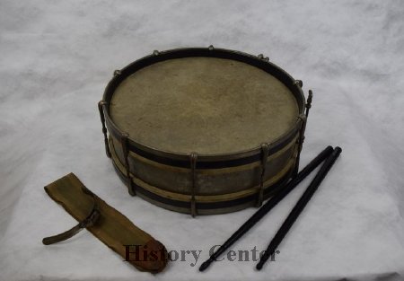 Elwood Turner's Snare Drum with Drumsticks and Strap