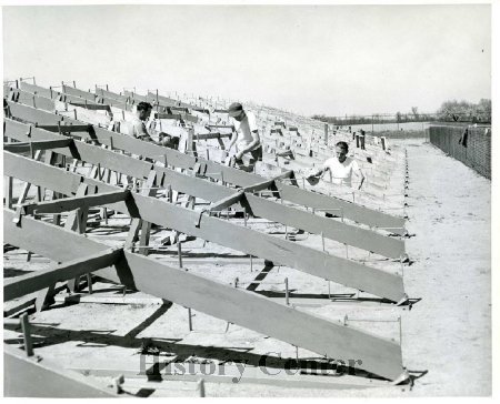 Construction of Zollner Stadium stands, 1947