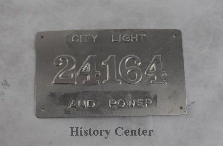 City Light Pole Identification Tag, 1975