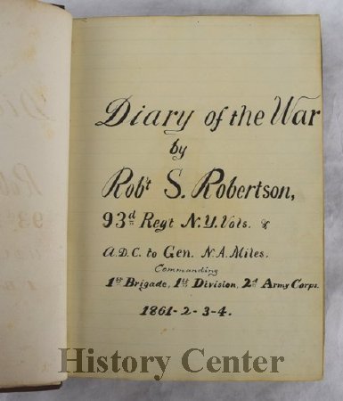 Robertson Civil War Diary title page