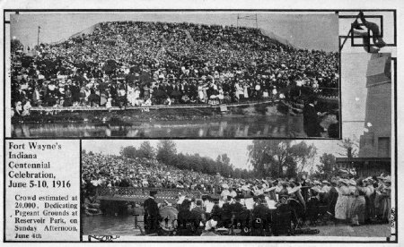 Fort Wayne's Indiana Centennial Celebration, audience crowds 1916