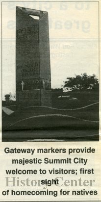 Fort Wayne Gateway Marker featured in the News Sentinel 1994