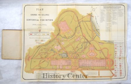 Centennial Expo Vistor's Guide, fold out map of Expo grounds 1876