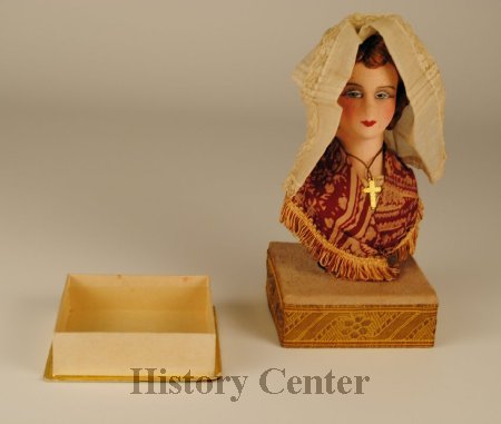 Powder Box with Doll Attached, box open